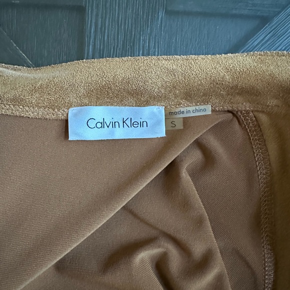 Calvin Klein Tan Faux Suede Dress w/Jacket - Picture 9 of 13